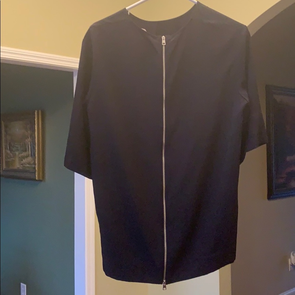 Everlane Japanese Navy GoWeave Zip-Back Top size 10 - Picture 5 of 7